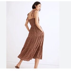 MADEWELL Lucie Tie-Strap Tiered Midi Dress Florentine Floral Size Small